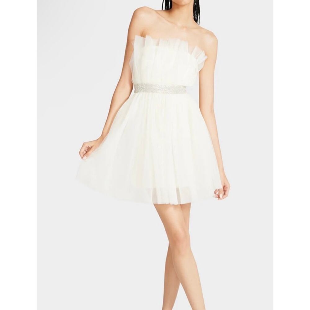 Betsey Johnson NWT Showstopper Tulle Mini Dress Small Ivory Cream Glam Party